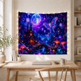 thumbnail image 5 of Fantasy Cottage with Moon and Butterfly Scene, Dreamy Fantasy for Art Lovers, Mystical Landscape Wall Decor, Halloween Gift, Tapestry Wall Hanging for Bedroom and Living Room, 5 of 7