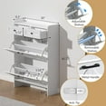 thumbnail image 6 of Shoe Cabinet with 2 Flip Drawers & 2 Storage Drawers, Farmhouse Narrow Shoe Organizer Cabinet, Slim Shoe Rack Cabinet, Shoe Storage Cabinet for Entryway, Hallway, Front Door, 6 of 9