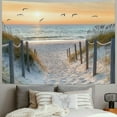thumbnail image 2 of Autua Ocean beach tapestry sunset seabird seaside grass wall tapestry nature landscape tapestry bedroom living room dormitory decoration 40x30inch, 2 of 6