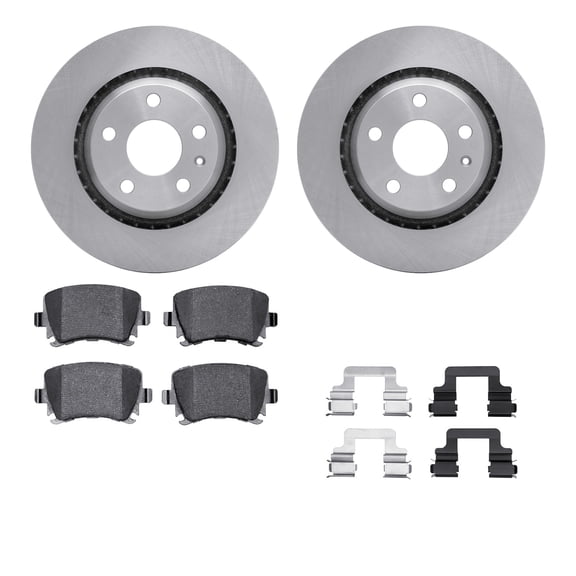 Dynamic Friction Company Rear Brake Rotors with 5000 Euro Ceramic Brake Pads includes Hardware 6612-73209