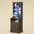 thumbnail image 4 of 61" Tall Nightstand with Charging Station and LED Lights, End Table with 3 Adjustable Shelves and 3 Drawers, Roman Column Design, Retro Brown, 4 of 4