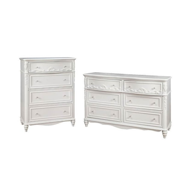 2 Piece Set with Chest and Dresser in White