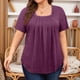 thumbnail image 5 of Tops de Talla Grande para Mujer, Corta, Cuello Cuadrado, Túnica Holgada de Verano para Leggings. Vino Tinto XXL, 5 of 7