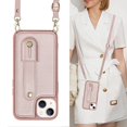 thumbnail image 1 of Funda de cuero con correa para el cuello para iPhone, carcasa con tarjetero para modelos 14, 11, 12, 13 Pro Max, XS, XR, 7, 8 Plus, SE 2022 Fivean unisex, 1 of 2
