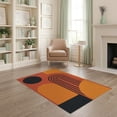 thumbnail image 2 of ODIKA 4'x6' Orange Black Abstract Geometric Sunrise Washable Area Rug Modern Artistic Interpretation with Bold Curves for Bedroom, Reading Nook, Pet Friendly & Non-Shedding, 2 of 7