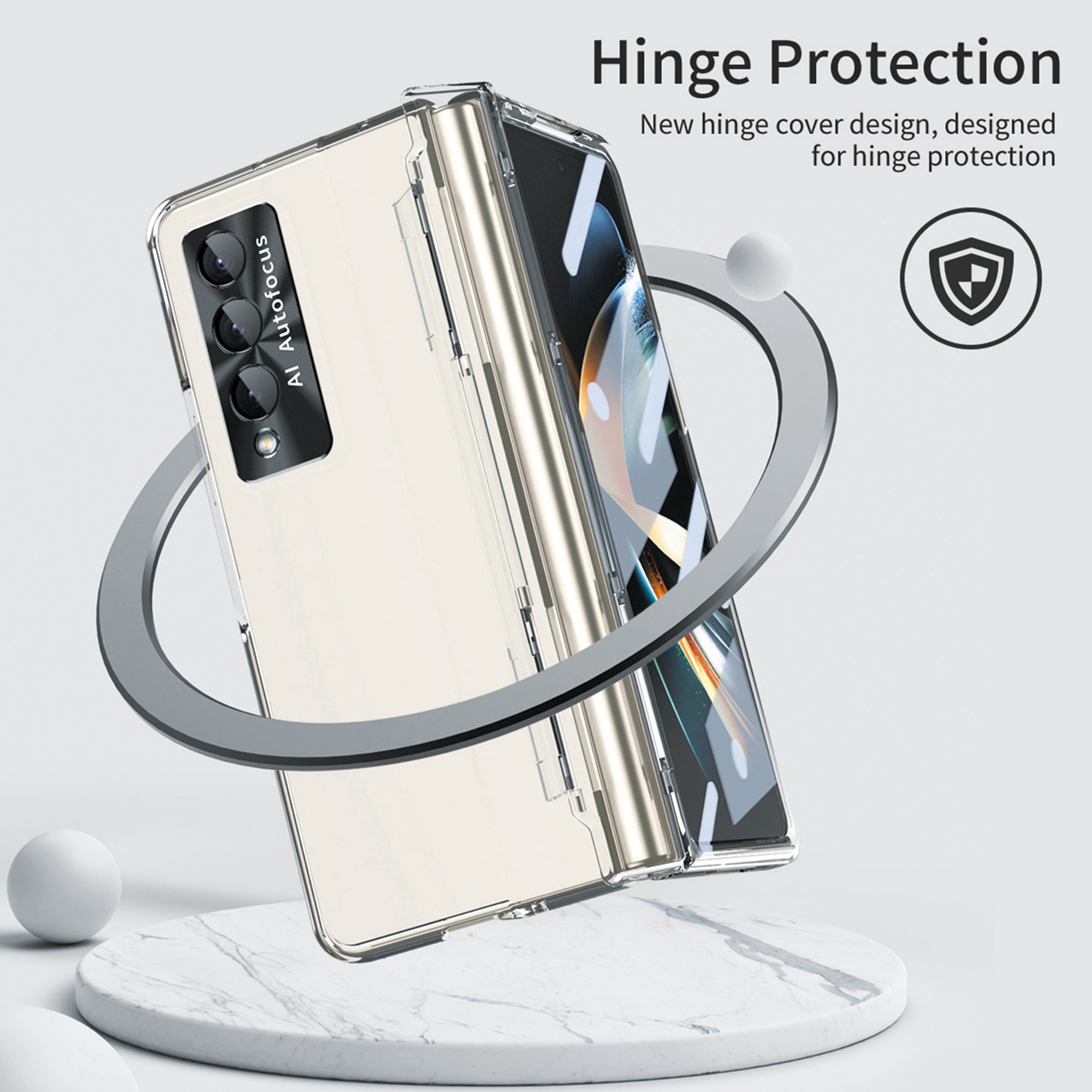 Dteck for Galaxy Fold 4 Case Hinge Protection Wireless Charging Hard Back with Non-Slip Shockproof Lightweight Slim Cover for Samsung Z Fold 4 5G 2022, Clear