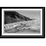 Historic Framed Print, Packing silver ore across a glacier, Marinot(?) River, B.C..Halves., 17-7/8" x 21-7/8"