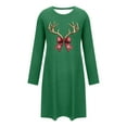 thumbnail image 6 of Blmnix Moomoo Nightgowns for Women Christmas Long Sleeve Sleepwear Crew Neck Comfy Green Sleep Dress, 6 of 6