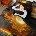 thumbnail image 5 of Manfei Magical Sailing Ship Twin Bedding Sets for Kids Boys and Girls, Full Moon Ocean Bedding Comforter Set, Black Reversible 7 Pieces, 5 of 6