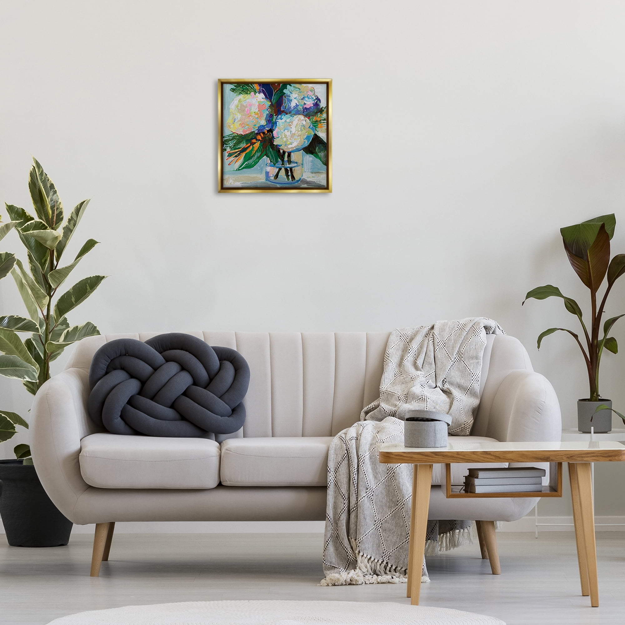 Stupell Industries Bold Summer Blooms Plants & Flowers Painting Gold Floater Framed Canvas Art Print Wall Art, 18 x 18