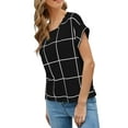 thumbnail image 2 of Gvmfive Women's Plaid Check Print Top Casual Short Sleeves Daily Blouse, 2 of 3