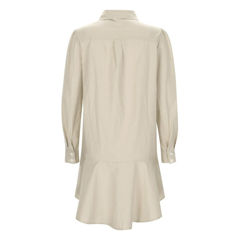 Dresses for Women Tunic Shirt Mini Dress Long Sleeves Short Dress Button Up Ruffle Hem Shift Dresses with Pockets - Walmart.com Dresses for Women Tunic Shirt Mini Dress Long Sleeves Short Dress Button Up Ruffle Hem Shift Dresses with Pockets - Walmart.com