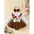 thumbnail image 3 of Elippeo Baby Girls Rompers Dress 3 6 9 12 18 Months Heart Print Fox Embroidered Long Sleeve Skirt Hem Jumpsuits Fall Clothes Bodysuits with Headband, 3 of 10