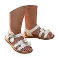 thumbnail image 1 of MIASHUI Girls Dress Sandals with Satin Bowknot Summer Roman Beach Shoes,White,4.5-5 Years, 1 of 9