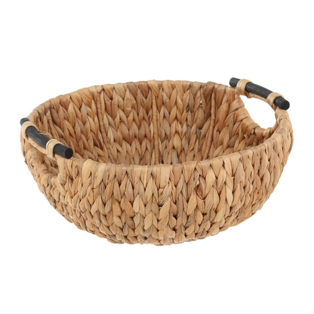 Mainstays Natural Woven Water Hyacinth Decorative Bowl with Wooden