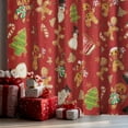 thumbnail image 2 of Touchbetter Christmas Sheer Curtains for Living Room and Bedroom, Gingerbread Man Snowman Foil Print Red Curtains, Holiday Window Drapes Decorations, 52" W x 84" L, Set of 2 Curtain Panels, 2 of 6