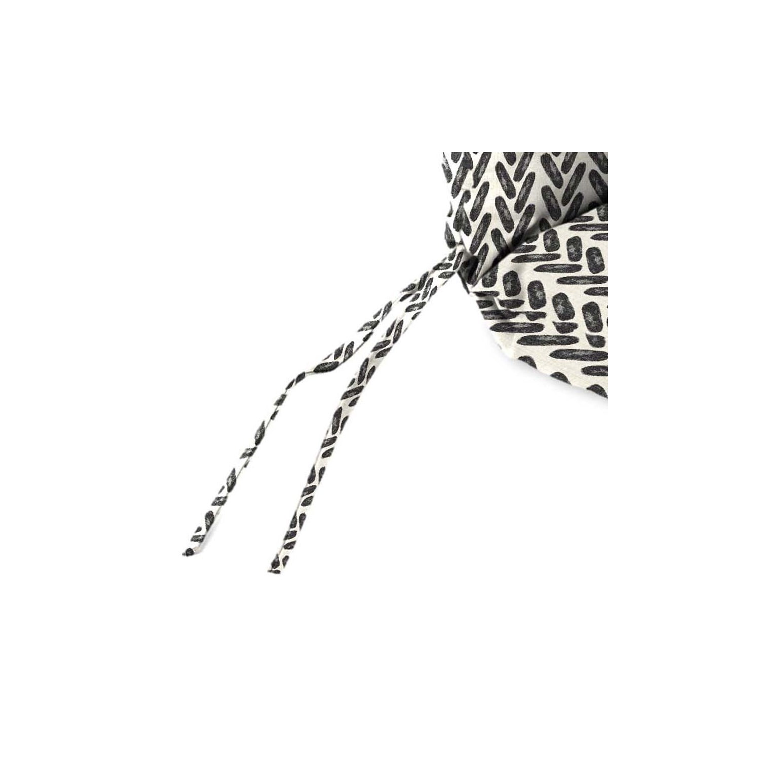 Jordan Manufacturing 44" x 22" Hatch Black Chevron Rectangular Outdoor Chair Cushion with Ties and Hanger Loop