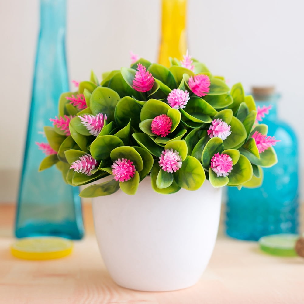 Artificial Fake Flower Ball Plant In Pot Office Home Garden Outdoor Indoor Decor