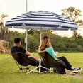 thumbnail image 2 of Shade Umbrella, Premium Portable Umbrella with Stand, 6.5ft Lightweight Free Standing Canopy for Sporting Games, Adjustable Instant Sun Protection and Easy to Carry, Stripe Blue, 2 of 6