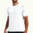thumbnail image 1 of Floleo T-shirt à Manches Courtes pour Hommes, Couleur Unie, Col Rond, Performance Active, Respirant, Séchage Rapide, Réfléchissant, Course, Escalade, Entraînement en Plein Air, Confortable (Blanc, 2TG), 1 of 8