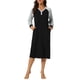 thumbnail image 1 of INSPIRE CHIC Vestido de salón para mujeres, pijama tipo sleepshirt, con mangas largas, cuello Henley, camisones de noche con bolsillos, XL Negro, 1 of 5