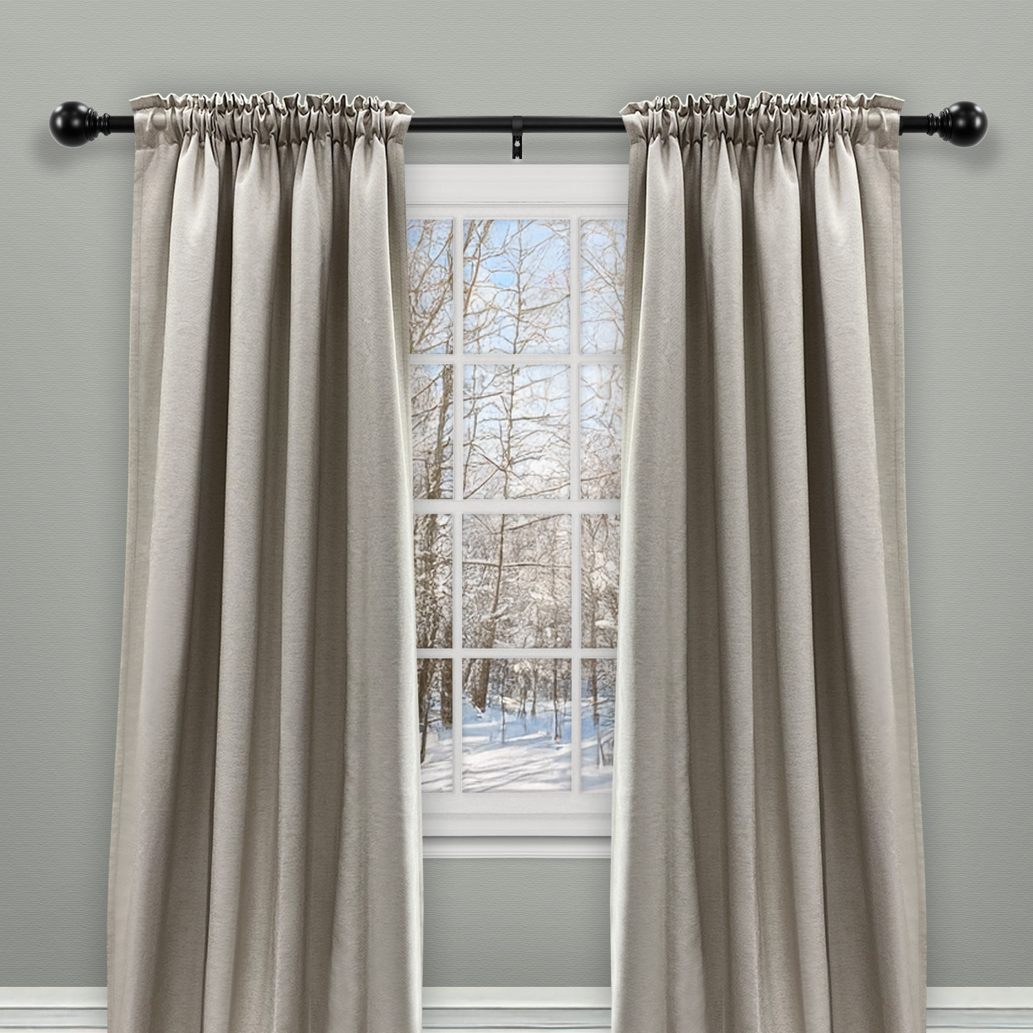 Better Homes & Gardens 1" Ball Single Curtain Rod, 32-120 Inches, Black photo 6