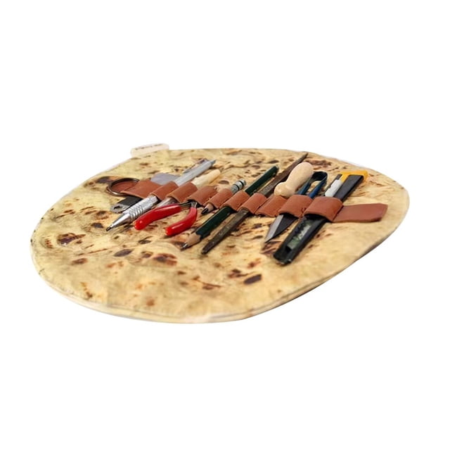 Simulación Burrito Pencil Roll Estuche De Lápices De Cuero Amigable Con La Piel Estuche De Lápices De Gran Capacidad Con Correa De Fijación Estuche De Lápiz Multifuncional Para Estudiantes De Oficina Moyic PT000809-00