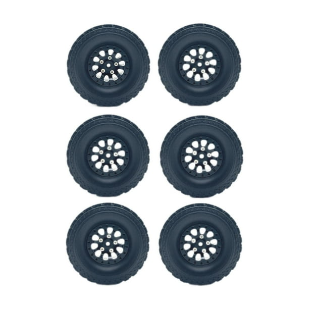 6 Piezas 1/12 1/16 Ruedas y Neumáticos RC Coche RC Neumáticos de Playa Reemplazo de Metal Llanta de Rueda de Alta Resistencia Neumático Rueda de Coche negro