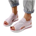 thumbnail image 4 of Verano señoras mujeres zapatos de suela gruesa boca de pescado sandalias de tela de red informales Wmkox8yii nm5698, 4 of 9