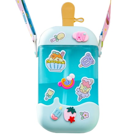

MyBeauty Ice Cream 400ml Water Bottle BPA-Free Leakproof with Straw Adjustable Strap Fun Sippy Cup Adults Accessories
