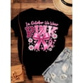 thumbnail image 3 of In October We Wear Pink Shirt Women Breast Cancer Awareness Graphic Tee Casual Short Sleeve Top Fall Fashion Gift, 3 of 6