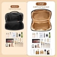 thumbnail image 4 of Bolsa de maquillaje de viaje zaleeta de piel sintética impermeable de gran capacidad, 4 of 8