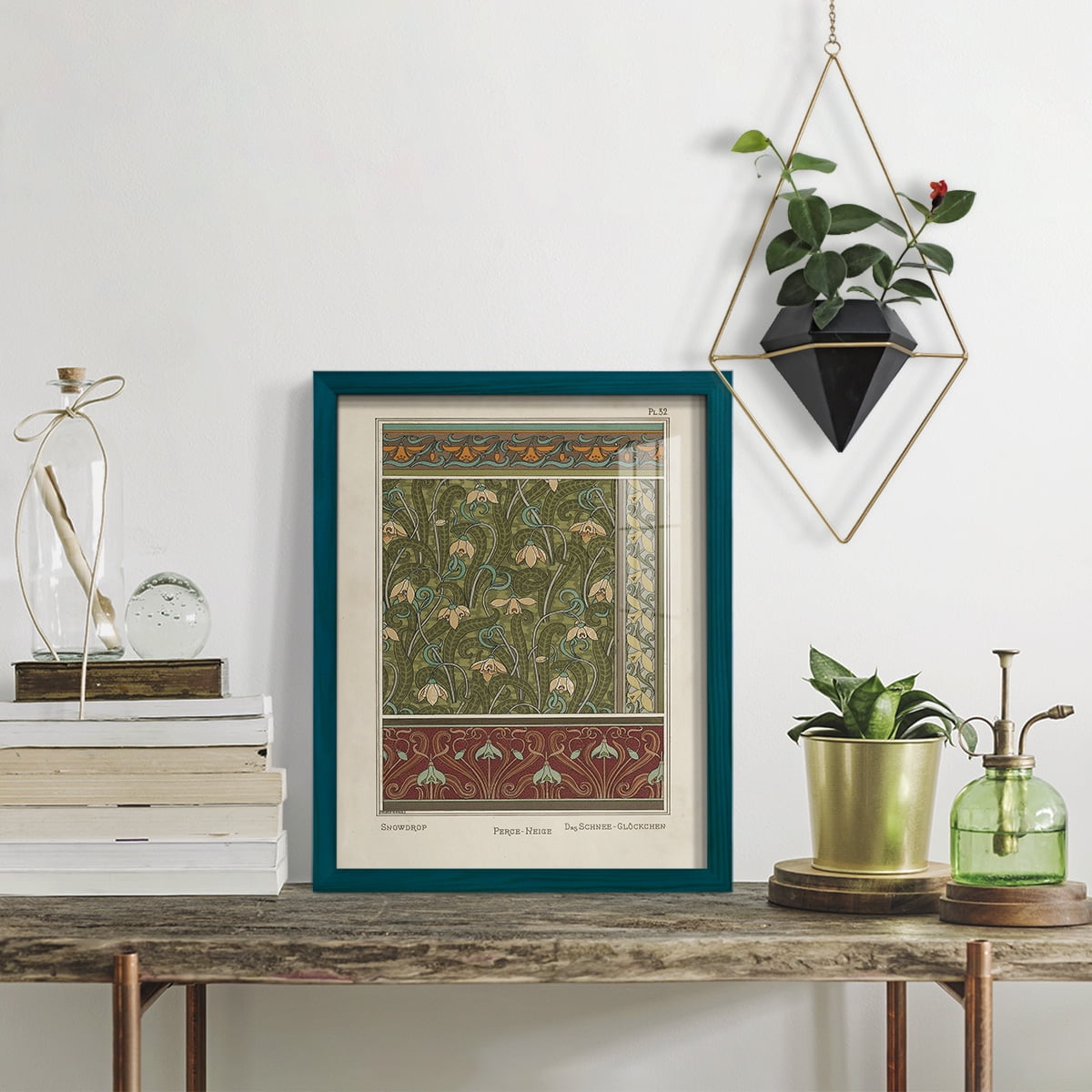 Nouveau Decorative VI - Framed Print w/glass - Ocean Blue