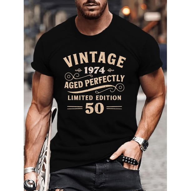 Camiseta de manga corta con cuello redondo para hombre, ideal para cumpleaños y aniversario, informal y cómoda para uso diario y al aire libre.