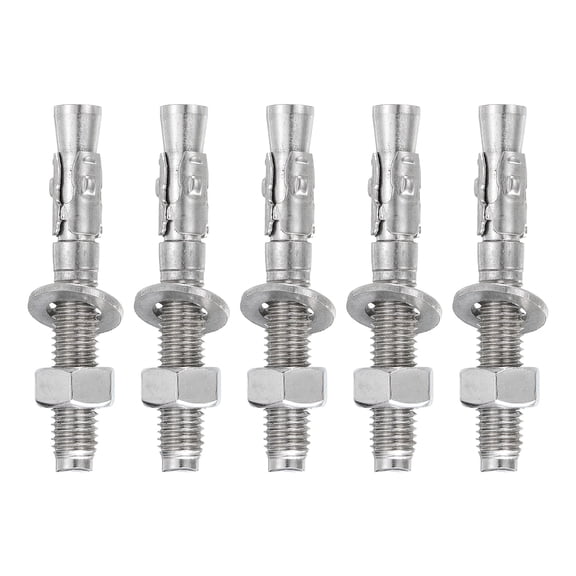 Uxcell 5 Pcs Wedge Anchors, 1/2" x 3-1/2" Stainless Steel Concrete Anchors Bolts, Heavy Duty Standard Fastener for Cement Wall Base Bracket (Include Washers Nuts, Silver Tone)