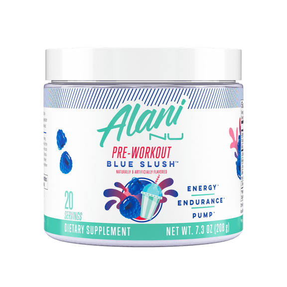 Alani Nu Pre-Workout Powder, Blue Slush, 20 Servings, 200mg Caffeine