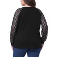 thumbnail image 4 of DARING DIVA Women's Plus Lace Crew Neck Long Sleeve Casual Blouse 2X Black, 4 of 6