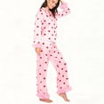 thumbnail image 3 of Mujeres Manga Larga Tops Casual Suelto Hogar Usar Día de San Valentín Corazón-Impresión Pantalones de Moda Botón Cardigan Pijama Conjuntos, 3 of 4