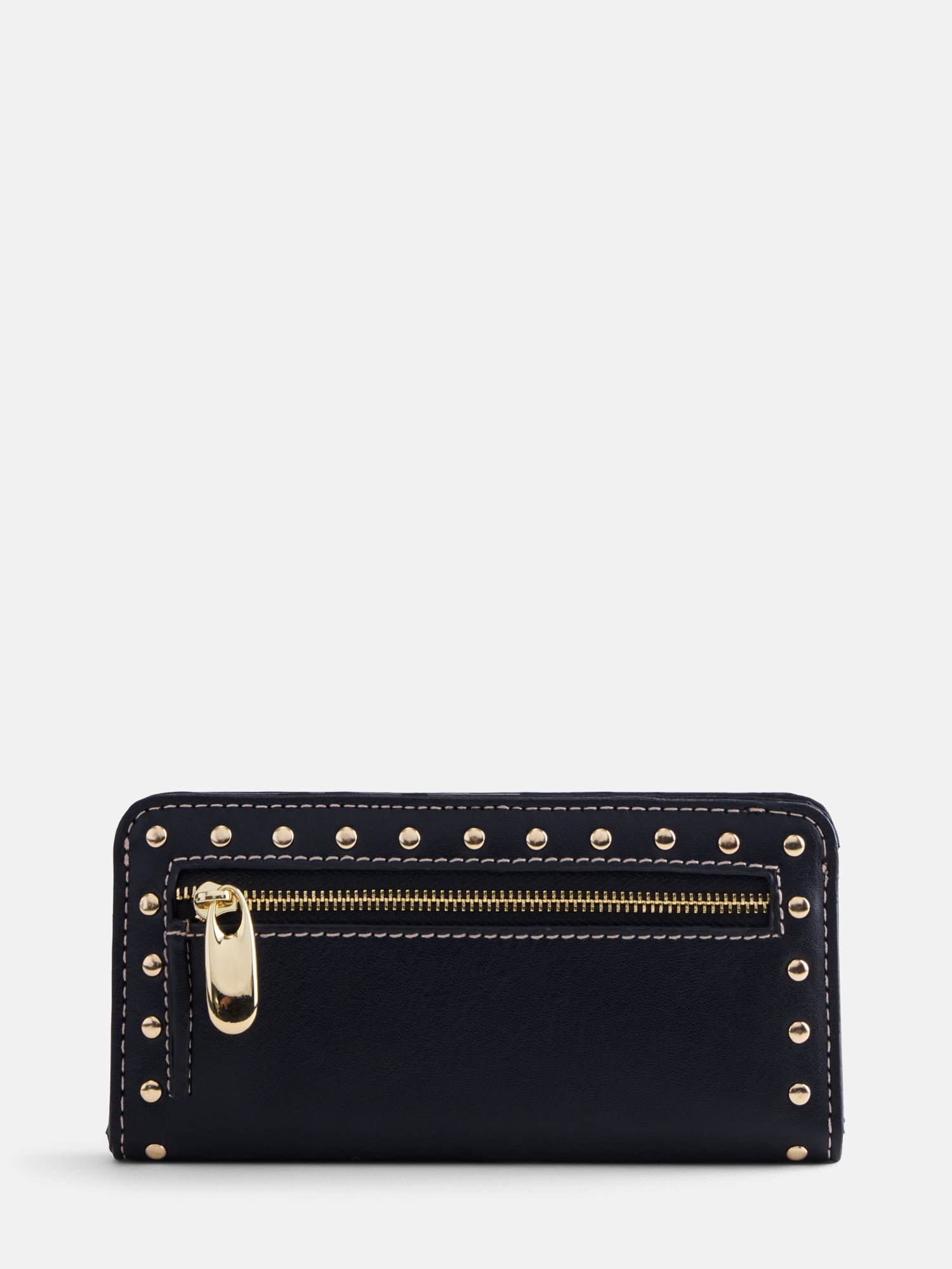 Scenario Women's Slim Studded Wallet, Black