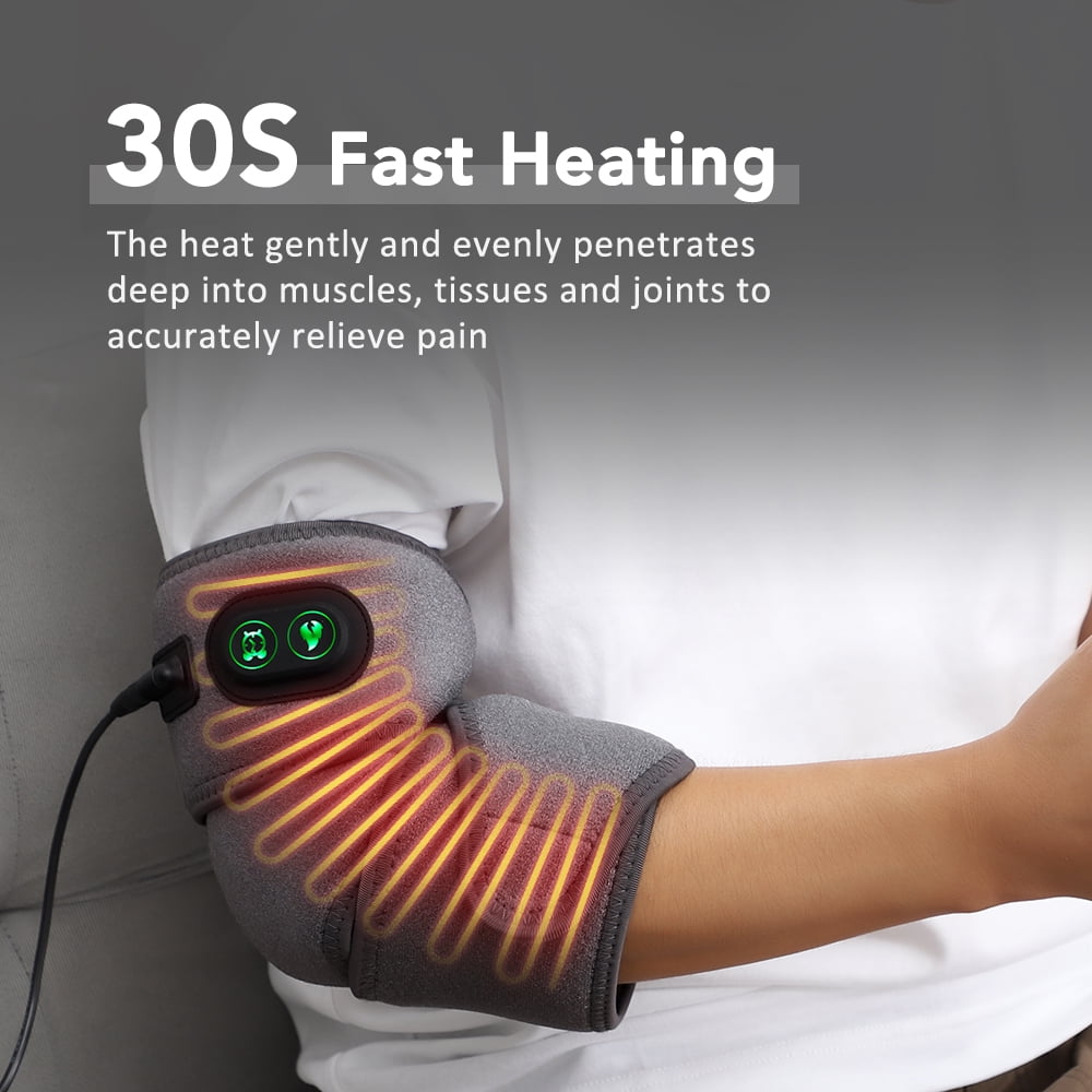 Flexible Heated Wrap for Elbow, Arm & Joints - Fast Soothing Heat with 4 Temperature Settings, Extra-Long 44" Cord (Grey)