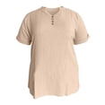 thumbnail image 4 of Womens Short Sleeve T Shirts Henley Neck Dressy Casual Womens Summer Tops Business Casual T Shirts, 4 of 4