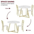 thumbnail image 3 of Small Round Dining Table Set for 2, Wood Marbled Tabletop with Steel Frame, White and Gold, 3 of 7
