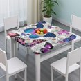thumbnail image 3 of Purple Butterfly Rose Pattern Square Fitted Tablecloth with Elastic Edge,Square Table Cover,Washable Elastic Table Cover for Home Kitchen Party Decor 36"x36", 3 of 6