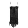 thumbnail image 4 of KHONTS Women's V-Neck Spaghetti Strap Mini Short Dress Tassels Sequin Beaded Party Dress Black L, 4 of 4