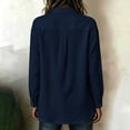 thumbnail image 6 of QIYAGBSA Button Down Shirts for Women Asymmetrical Button Placket Long Sleeve Collared Cotton Linen Relaxed Fit Casual Tops (Dark Blue, XL), 6 of 7