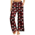 thumbnail image 3 of QATAINLAV Pajama Pants for Women Christmas Snowflake Printed Wide Leg Sleep Trousers Casual Comfy Elastic Waist Baggy Lounge Pants Multicolor XXXXL, 3 of 8