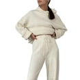 thumbnail image 1 of Conjunto de Dos Piezas para Mujer, Suéter Informal de Punto con Capucha y Pantalones Rectos, Ropa de Viaje para el Otoño. L, 1 of 7