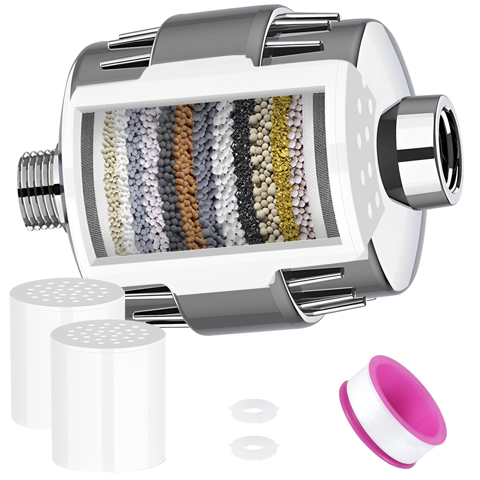 Shower Head Filter,Shower Water Filter Plastic Shower Head Hard Water Filter with 2 Replaceable