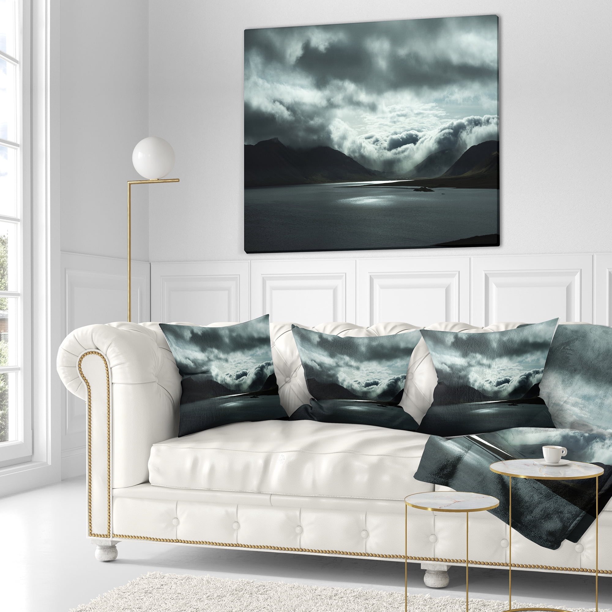 Designart Stormy Iceland in the Summer - Seashore Throw Pillow - 18x18