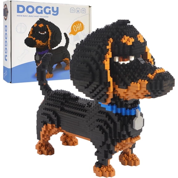 Dachshund Dog Building Blocks Set, 3D Dachshund Dog Puzzle, Mini Block Gift Kit Animal Building Blocks Toys, Educational and Entertainment Toys for Dog Lovers
